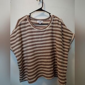Eesome Brown and Cream Striped Short Sleeve Tee